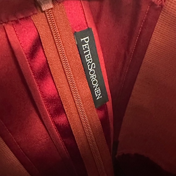 Peter Soronen Long Burgandy Satin dress size sm - Picture 2 of 8